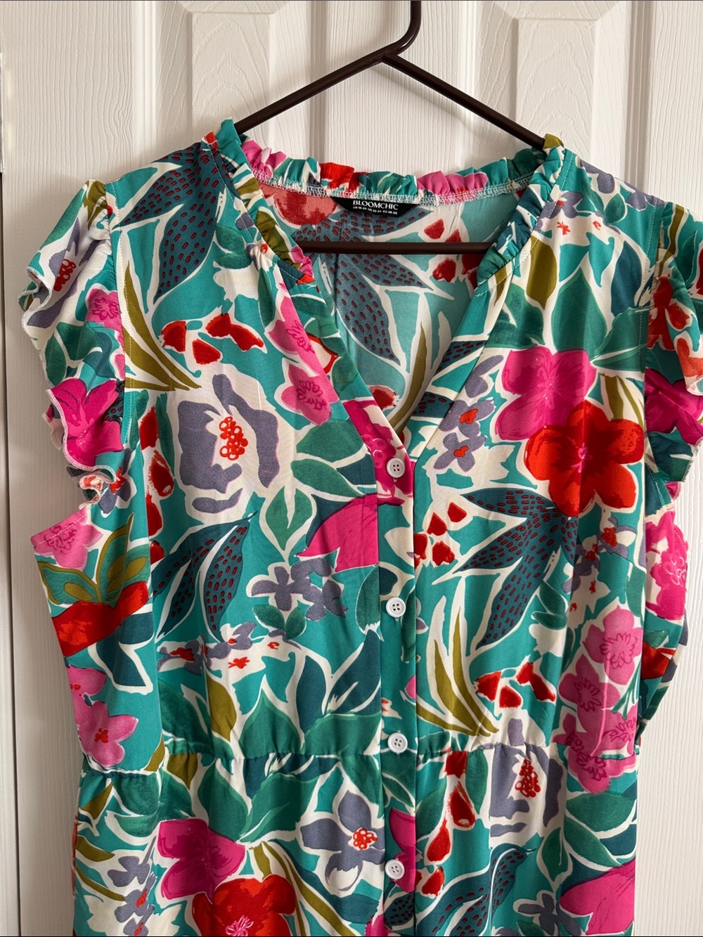 BloomChic green and pink floral Jumpsuit - Picture 4 of 5